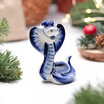 Сувенир "Змея Василиса", гжель, 8,5 см