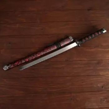 Макет оружия «Сувенирная катана. Сила», красный цветочный узор на ножнах, 70 см