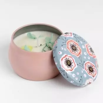 Ароматическая свеча в банке «Голубые колокольчики», из соевого воска с сухоцветом, 4.56 см, 80 г