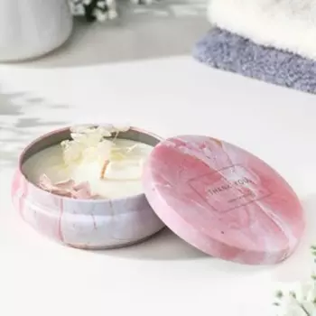 Ароматическая свеча в банке «Свежий нектарин», из соевого воска с сухоцветом, 38.5 см, 110 г