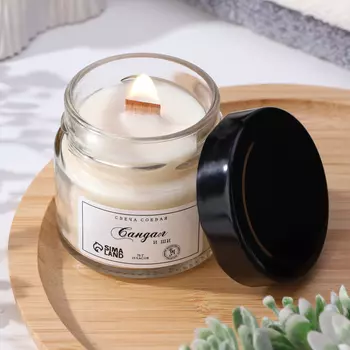 Ароматическая свеча в банке, 75 г, из соевого воска, сандал и ши