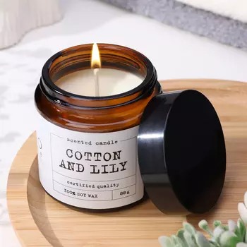 Ароматическая свеча в банке «Хлопок и лилия», соевый воск, 88 г