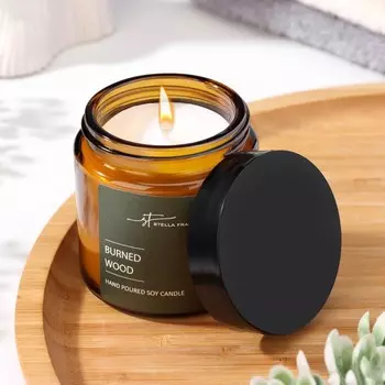 Ароматическая свеча в банке ST Burned Wood, древесные нотки, 90 г