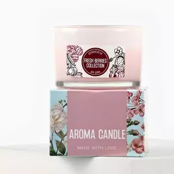 Свеча ароматическая в стекле «Fresh» аромасвеча с натуральными камнями: ягоды, 6,8 х 5 см.