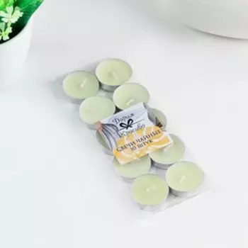 Набор свечей чайных, 10 шт., 6 г, бело-зелеёный