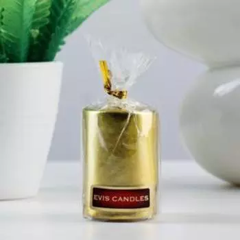 Свеча - цилиндр, 4х6 см, 9 ч, золото