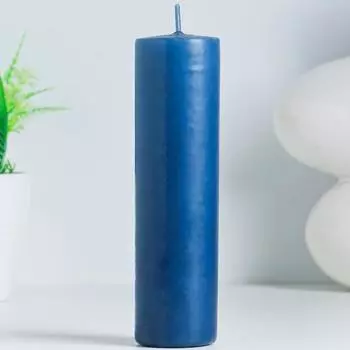 Свеча - цилиндр, 4×15 см, 23 ч, лазурь