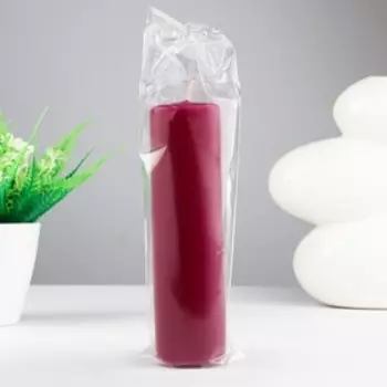 Свеча - цилиндр, 4×15 см, 23 ч, малиновая