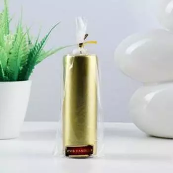 Свеча - цилиндр, 5х15 см, 32 ч, золото