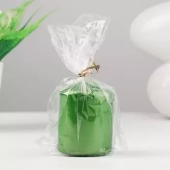 Свеча - цилиндр, 5х6 см, зеленый блеск