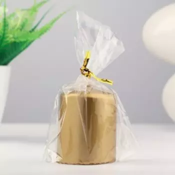 Свеча - цилиндр, 5х6 см, золотая