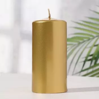 Свеча - цилиндр, 6х12,5 см, 35 ч, 275 г, золотой металлик