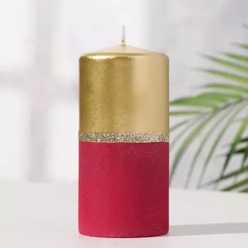 Свеча - цилиндр, 60х125,золотисто-рубиновая