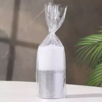 Свеча - цилиндр, 6x12,5 см, 35 ч, 275 г, серебристо-белый металлик