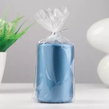 Свеча - цилиндр, 6х10 см, синий блеск