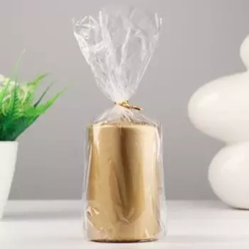 Свеча - цилиндр, 6х10 см,золотая