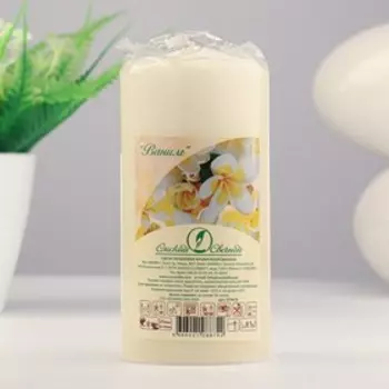 Свеча - цилиндр ароматическая "Ваниль", 6х12,5 см, 35 ч, 283 г, бежевая
