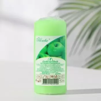 Свеча - цилиндр ароматическая "Яблоко", 4х9 см, 11 ч, 88 г, зеленая