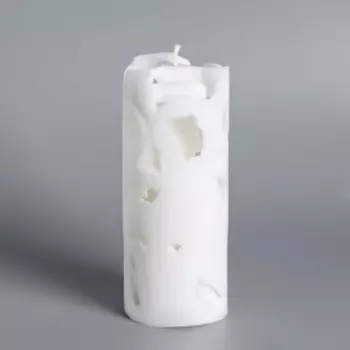 Свеча-цилиндр "Ажурная", 6х15 см, белая