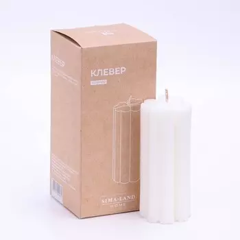 Свеча-цилиндр Sima Home «Четырёхлистник», 4.510.5, пальмовый воск, белая, 6 ч