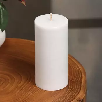 Свеча-цилиндр гладкая, 5х10 см, серая, 6 ч