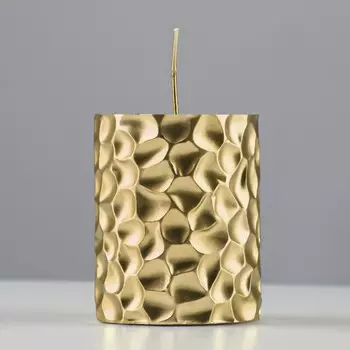 Свеча - цилиндр "ICEBERG", 8х6,5 см, золотая