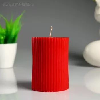 Свеча- цилиндр "Клубника" с полосками, ароматическая, 7×10 см