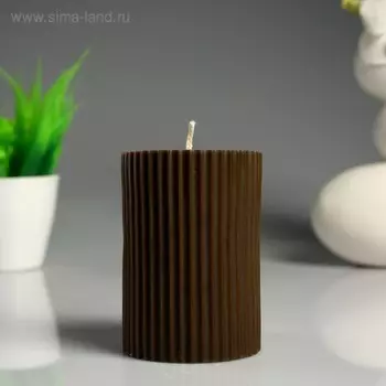 Свеча- цилиндр "Кофе" с полосками, ароматическая, 7×10 см