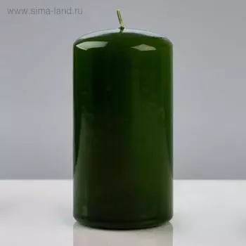 Свеча - цилиндр лакированная, 6×11,5 см, зелёная