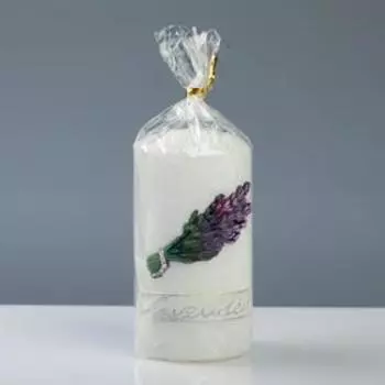 Свеча - цилиндр "Лавандовый край", 6×11,5 см, белый