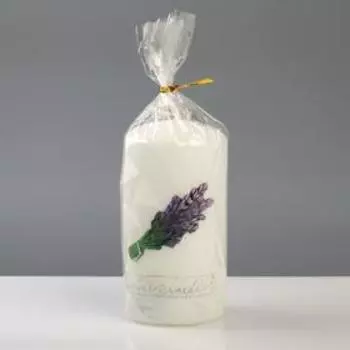 Свеча - цилиндр "Лавандовый край", 7×13 см, белый