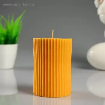 Свеча- цилиндр "Лимон" с полосками, ароматическая, 7×10 см