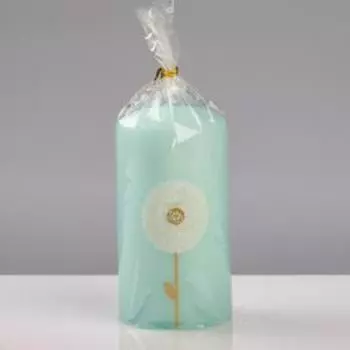 Свеча - цилиндр "Одуванчики", 6×11,5 см, синий