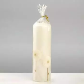 Свеча - цилиндр "Одуванчики", 6×19 см, белый