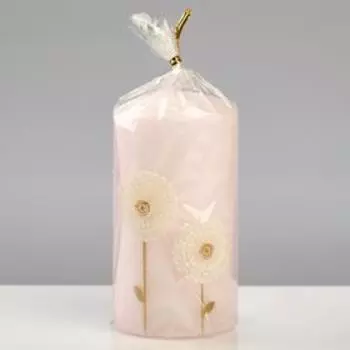 Свеча - цилиндр "Одуванчики", 7×13 см, розовый