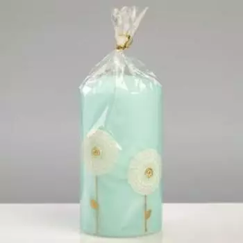 Свеча - цилиндр "Одуванчики", 7×13 см, синий