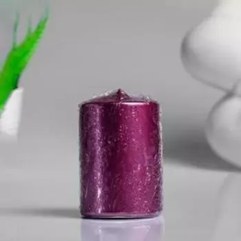 Свеча - цилиндр парафиновая, лакированная, брусничный металлик, 5,6×8 см