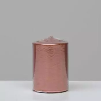 Свеча - цилиндр парафиновая, лакированная, нежно розовый металлик, 5,6×8 см