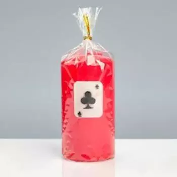 Свеча - цилиндр "Покер", 6×11,5 см, красный