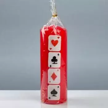 Свеча - цилиндр "Покер", 7×20 см, красный