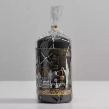 Свеча - цилиндр "Путешествие по Европе", 7х13 см, черный