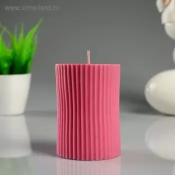 Свеча- цилиндр "Роза" с полосками, ароматическая, 7×10 см