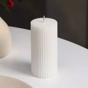 Свеча-цилиндр с гранями, 5х10 см, белая,6 ч
