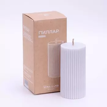Свеча-цилиндр с гранями, 5х10 см, пальмовый воск, серая, 6 ч Sima Home