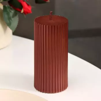 Свеча-цилиндр с гранями, 5х10 см, винная, металлик, 6 ч
