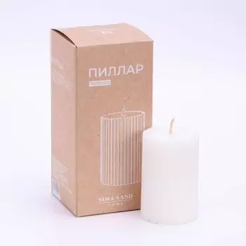 Свеча-цилиндр с гранями, Sima Home, 57.5 см, пальмовый воск, белая, 6 ч