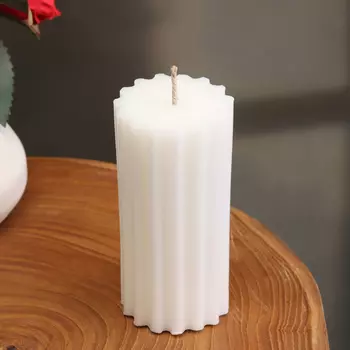 Свеча-цилиндр с ребрами, 510 см, белая