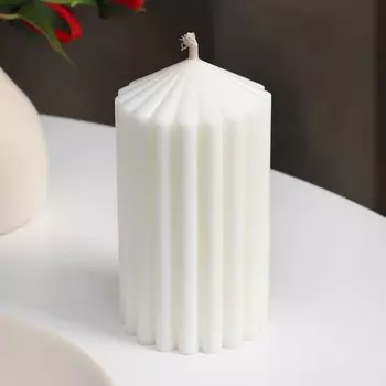 Свеча-цилиндр с ребрами, 7х13 см., белая, 24 ч