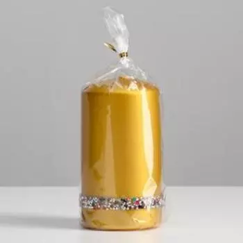 Свеча - цилиндр со стразами "Гламур", 7х13 см, золотой