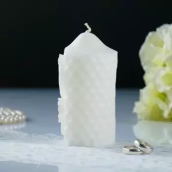 Свеча-цилиндр свадебная "Камея", белая, 611 см